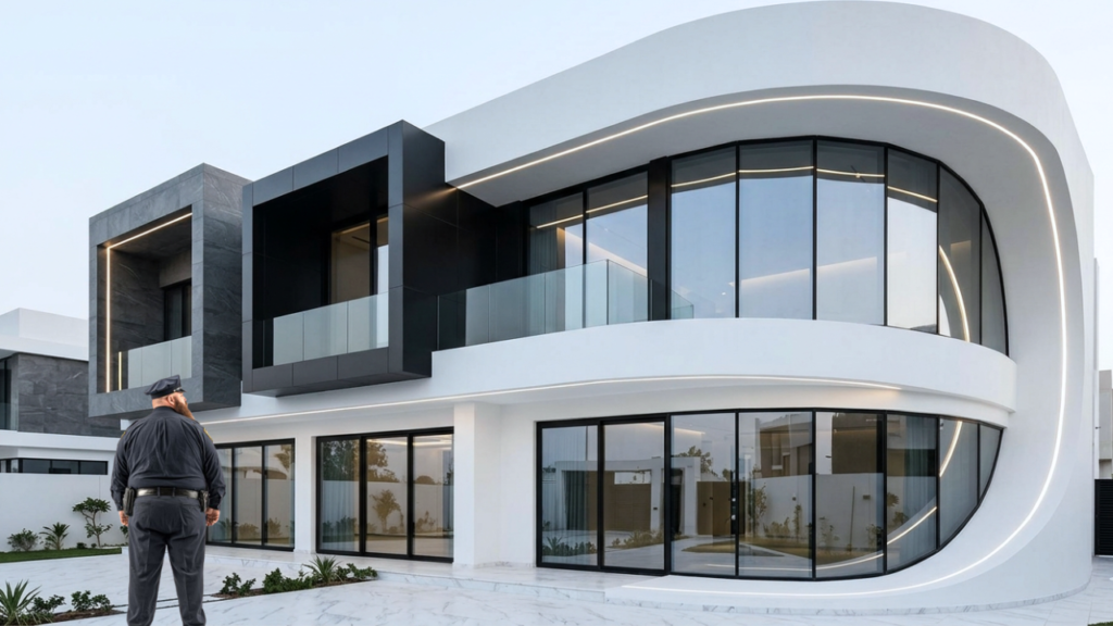 black and white home front design